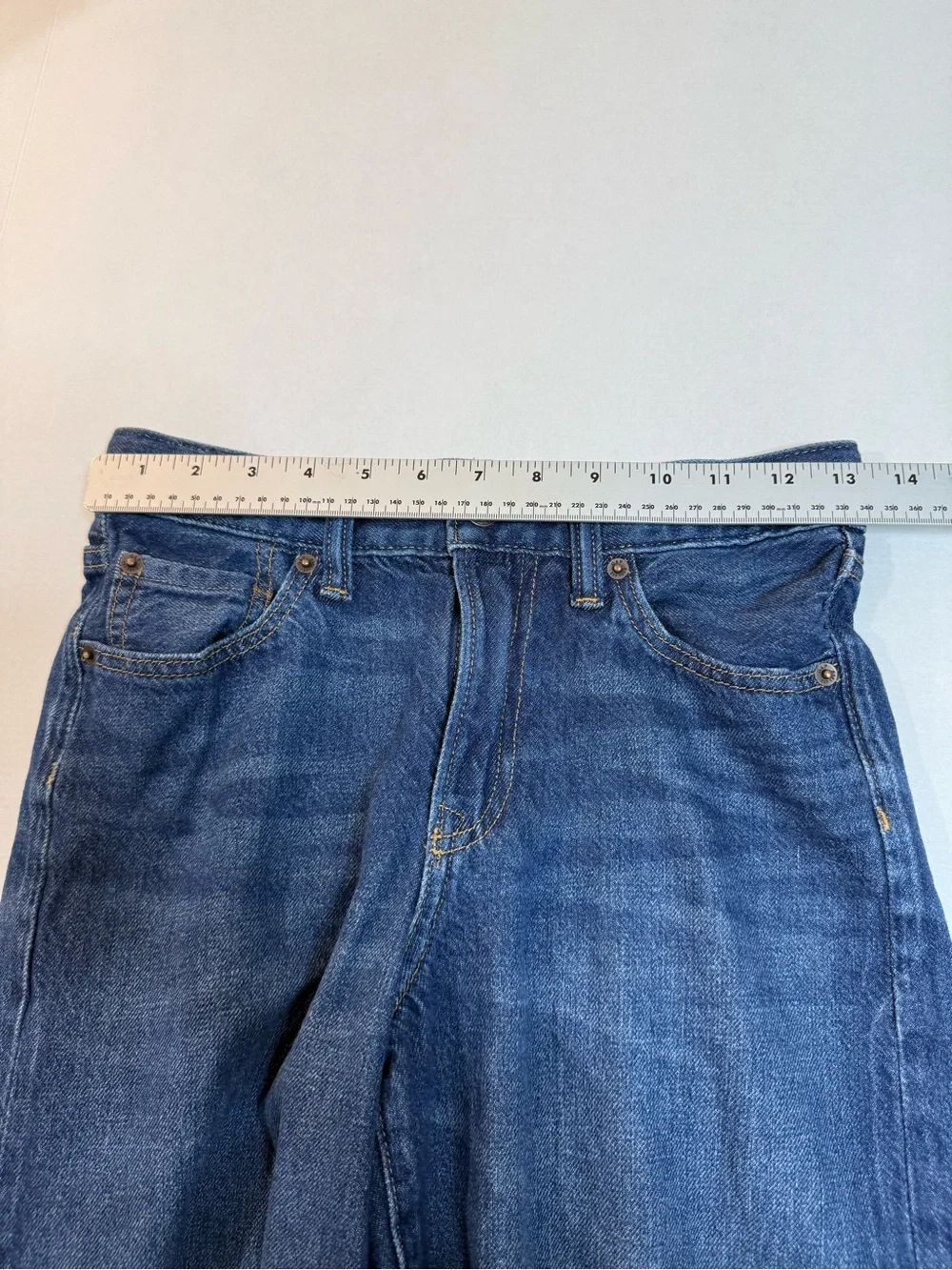 Gap Kids Baggy Jeans Youth Girls Size 14 Medium Wash 100% Cotton Wide Leg Denim